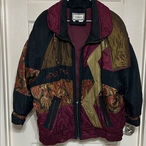 Gallery Burgundy Women's Quilted Jacket Retro 1980s Golden Girls Coat Paisley 2X